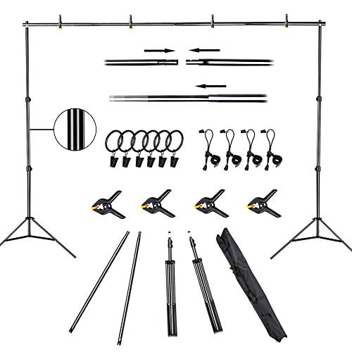FUDESY Photo Video Studio 10 x 10Ft Heavy Duty Adjustable Backdrop Stand,Background Support System for Photography with Carry Bag,Two Pieces Spring Clamps 