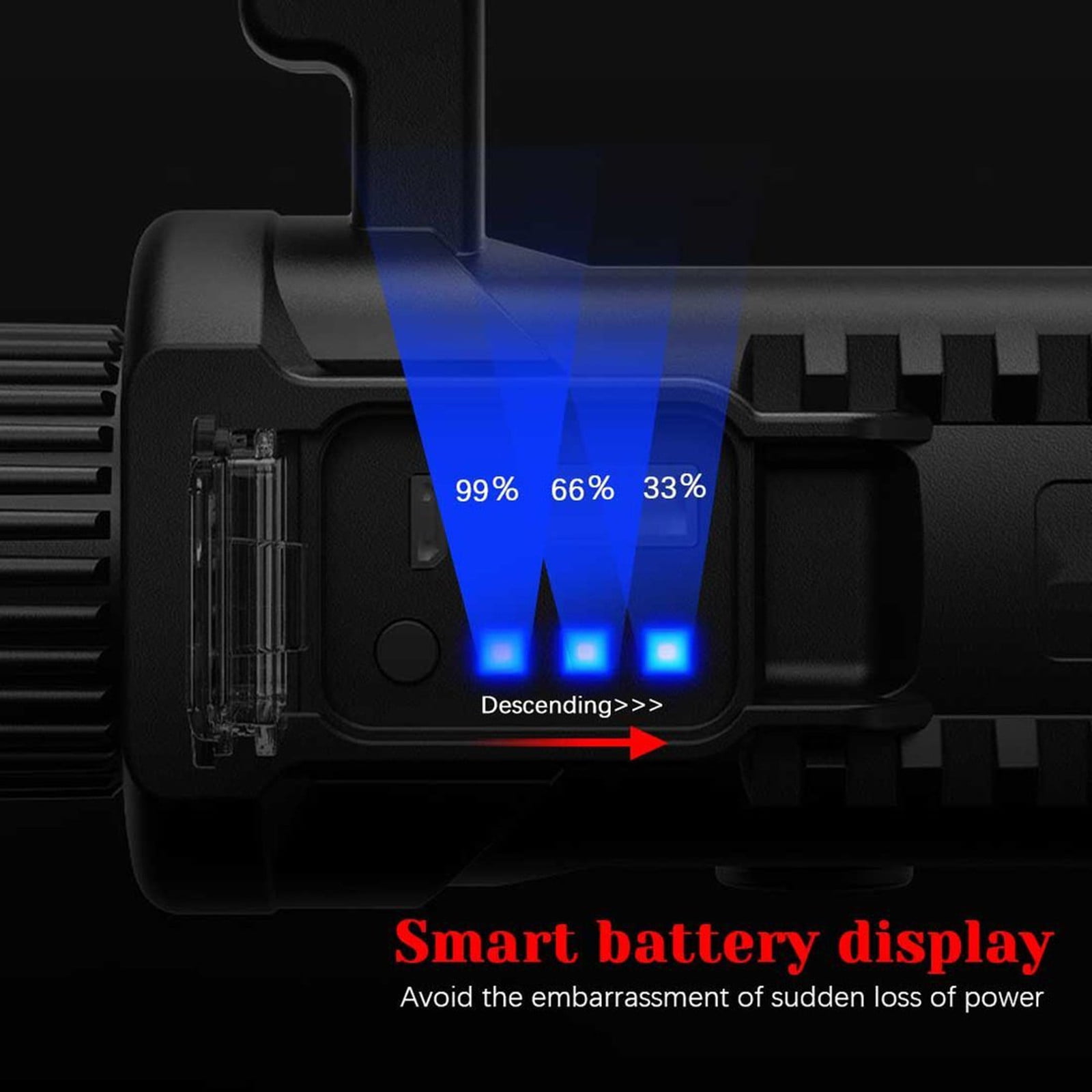 90000 Lumens Rechargeable LED Flashlight XHP Super Bright 500m Beam 4 Modes IPX5 Waterproof 6000mAh Battery USB Power Bank for Camping Hiking Hunting Fishing Outdoor Emergency Searchlight