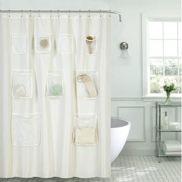 Goodgram Fabric Shower Curtain Liner, Shower Curtains With Pockets For Electronics