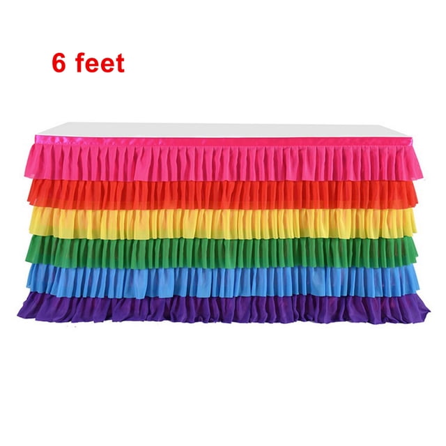 Toystoory de de tul de 5 capas, tutú de Navidad de Acción de Gracias, vajilla para Baby Shower, decoraciones de cumpleaños, banquete, boda, Decoración del hogar colores del arcoiris 6 pies Toystoory HA006958-13B