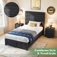 thumbnail image 4 of Papajet Farmhouse Twin Bed Frame with 49" Fluted Headboard, Platform Bed with Natural Wood Grain Finish, Noise Free, No Box Spring Needed, Black, 4 of 9