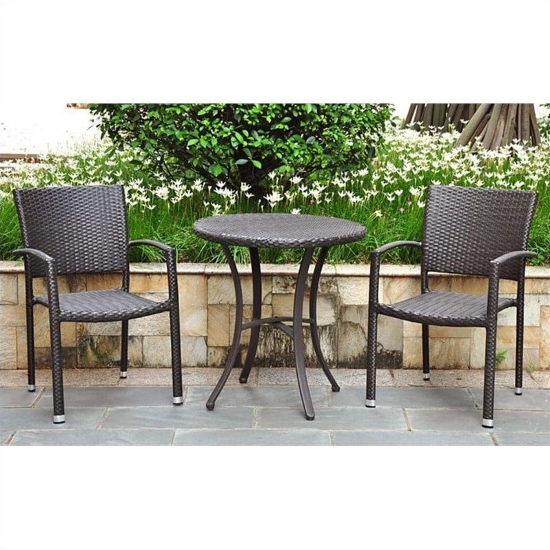 International Caravan Barcelona 3 Piece Patio Bistro Set In Chocolate International Caravan Barcelona 3 Piece Patio Bistro Set In Chocolate