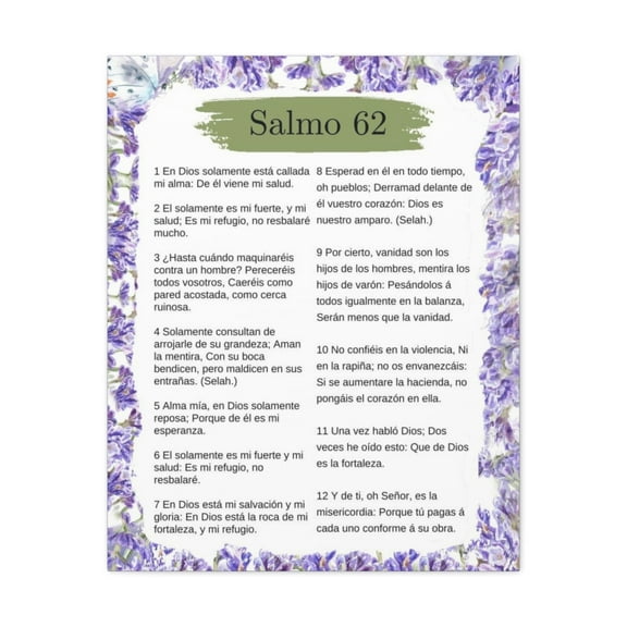 Salmo 62 Impresion De Arte Crist en la Pared Lista Para Colgar in Spanish Ready to Hang Bible Canvas Unframed