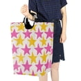 thumbnail image 4 of Yayeee Freestanding Laundry Hamper with Handle Collapsible Large Storage Basket for Clothes, Yellow Pink Stars, 4 of 7