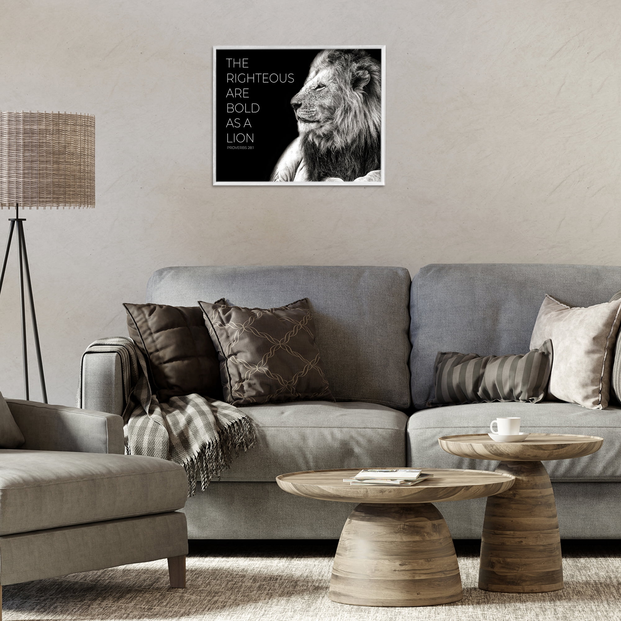 Stupell Industries The Righteous Bold As A Lion White Framed Giclee Art, design by Shelley Lake