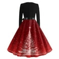 thumbnail image 4 of Christmas Dresses for Women Women's Casual Fashion V Neck Christmas Printed Vintage Dress with Merry Christmas for Christmas Party,Vermilion,M, 4 of 5