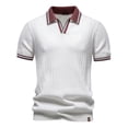 thumbnail image 6 of BUWTTER Mens Relaxed Polo Shirts Short Sleeve Solid Color Business Tops Dressy Work Casual Lapel Shirts Beige L, 6 of 7
