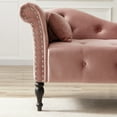 thumbnail image 6 of 60" Velvet Chaise Lounge Buttons Tufted Nailhead Trimmed Solid Wood Legs with 1 Pillow, Chaise Lounge for Office, Living Room, Studio, Apartment (Left Arm Design as Shown in the Picture), 6 of 6