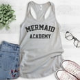thumbnail image 2 of Mermaid Academy Tank Top, Ladies Racerback Tank Top, Summer Tank, Mermaid Tank, Ocean Tank, Swimming Tank, Silver Gray, Small, 2 of 3