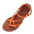 thumbnail image 2 of Sandals Women Dressy Sandals Sandals Women Women's Fashionable Casual Outerwear Versatile Plus Size Round Toe Open Toe Flat Woven Sandals With Elastic Back Orange 40, 2 of 9