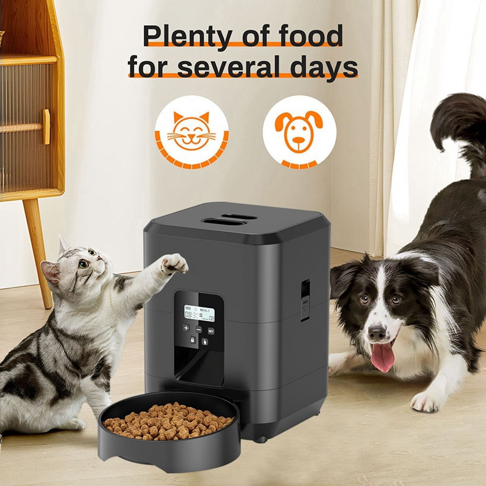 Automatic Cat Feeder 2L Automatic Pet Feeders for Cats and Dogs Cat Food Dispenser for Dry Food Timed Cat Feeders (US),A