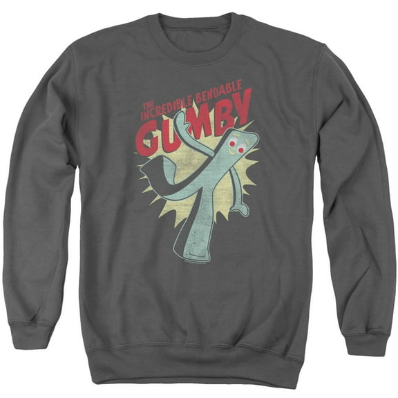 Gumby Bendable Adult Crewneck Sweatshirt Charcoal