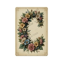 Rustic Alphabet Letter C Metal Sign with Flowers – Personalized Floral Wall Decor for Baby Girl’s Nursery, Bedroom, Vanity – Sweet Gift for Kids or Women 8x12 inch