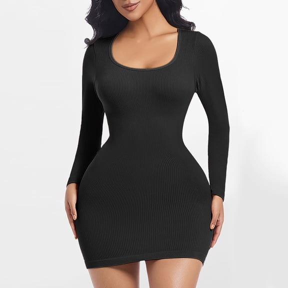 Ndbuld Bodysuit for Women Women Solid Color Suspender Hip Hugging Oversized Sexy Slim Belly Hugging Sports Short Skirt Dress Shapewear Clothes Under $5,Black,S