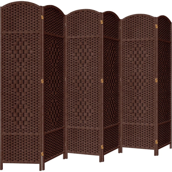 DURASPACE 6 Panel Room Divider, 6ft Tall Folding Privacy Screen, 19.5" Wide Panels, 360°Rotation, Hand-Woven Freestanding Wood Partition for Room Separation