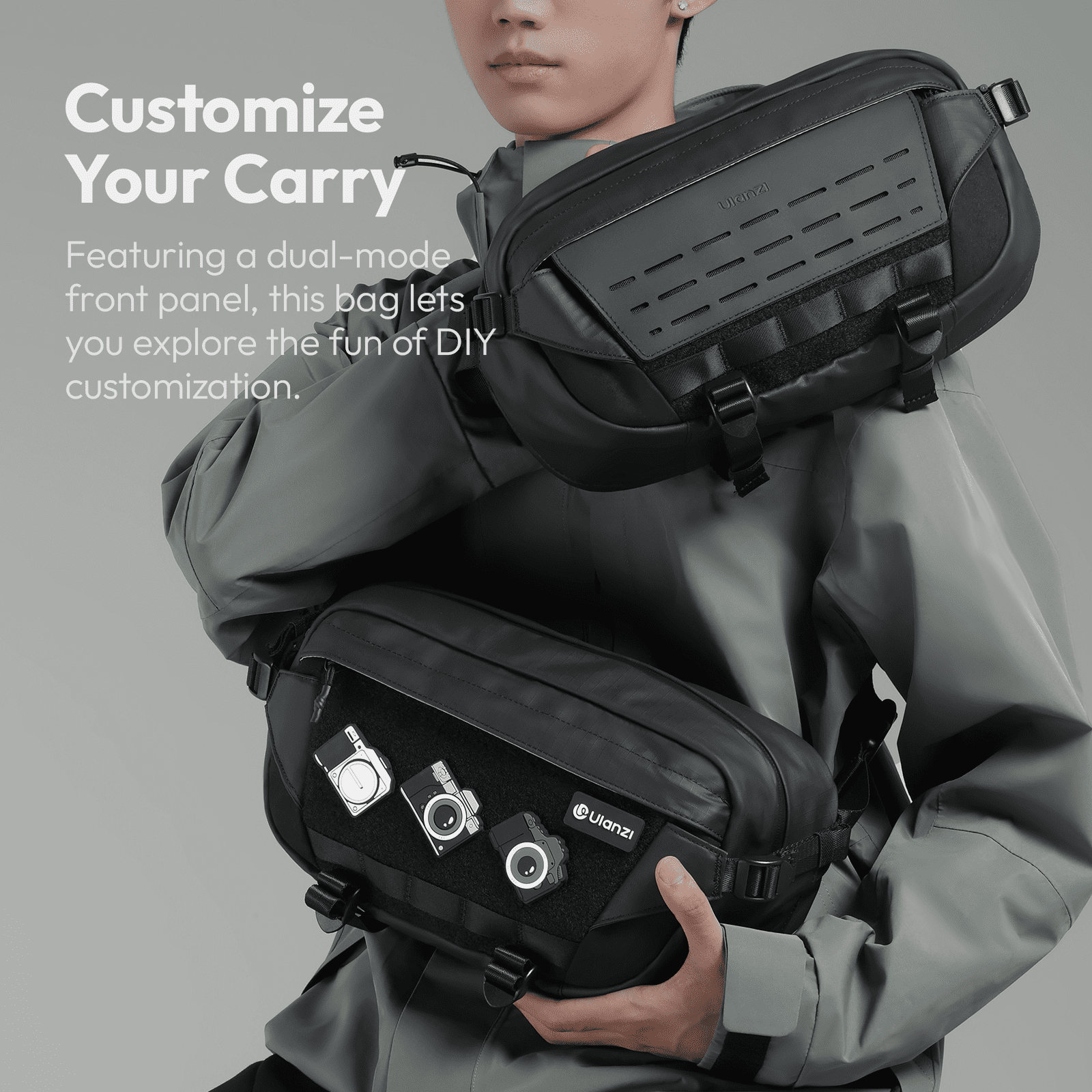 Ulanzi AB02 Outdoor Sling Bag – 9L Crossbody Camera Chest Bag with Weather-Resistant Fabric, AirTag Pocket, Customizable Dividers, and Quick Access Design for Travel, Photography, and Commuting