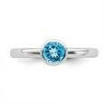 thumbnail image 4 of 925 Sterling Silver Stackable Expressions Low 5mm Round Blue Topaz Ring Size: 10; for Adults and Teens; for Women and Men, 4 of 5