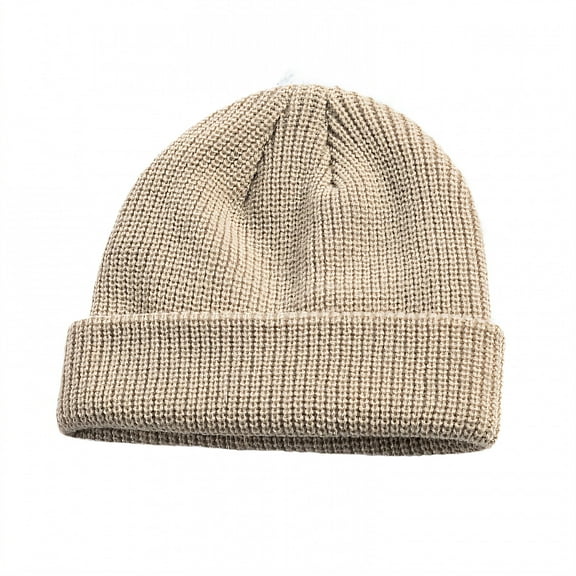 TELOLY Fisherman Beanie,Soft Ribbed Surface Beanie Hats for Men,Classic Modern Fusion Ski Hat,Beige