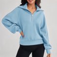 thumbnail image 3 of Aloohaidyvio Women's Casual Half Zip Sweatshirts Long Sleeve Solid Color Pullover Jackets Fall Outfits Winter Y2K Clothes, 3 of 5