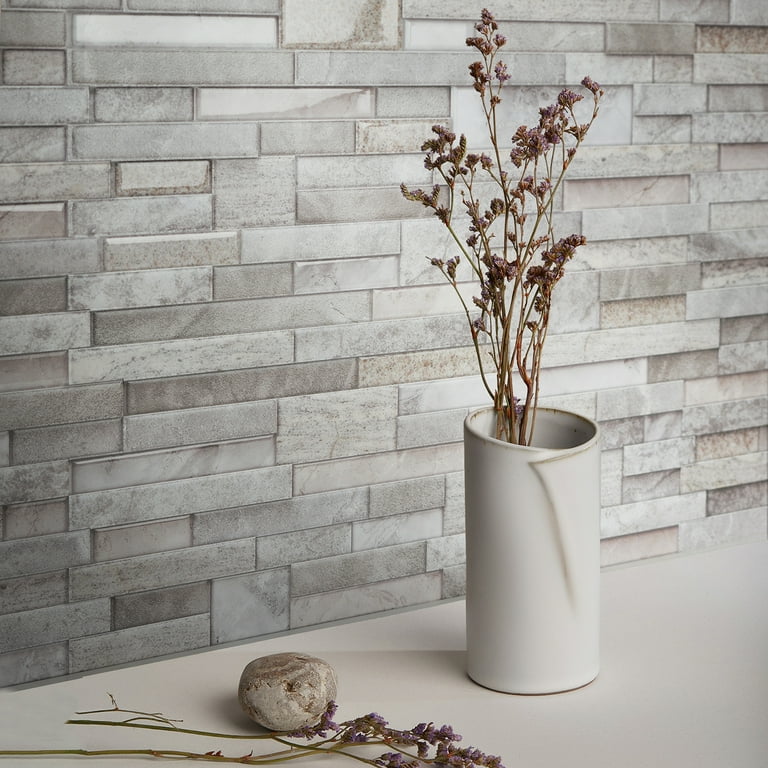 SMART TILES Peel and Stick Backsplash Tiles 2 XL Sheets of 23in x 11in 3D Adhesive Peel and Stick Tile Backsplash for Kitchen Bathroom Wall