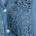 thumbnail image 5 of Floleo Clearance Womens Tops Long Sleeve Shirts Fall Clearance Women Ladies Large Size Button Solid Lace V-Neck Long Sleeve Shirt Blouse Blue, 5 of 5