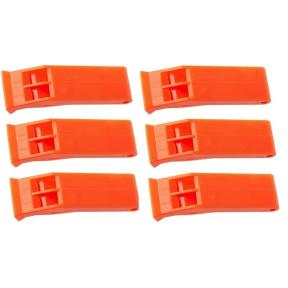 (6) Plastic Floating Whistle Orange Boat Emergency Survival Clip-on