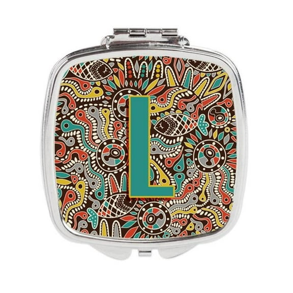 Carolines Treasures  Letter L Retro Tribal Alphabet Initial Compact Mirror
