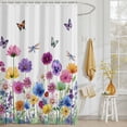 thumbnail image 3 of Shower Curtain Watercolor Flowers Butterfly Shower Curtains for Bathroom Decor, Waterproof Polyester Shower Curtain Set with Hooks, Small Stall Size 36" x 72" Spring Wildflower White, 3 of 9