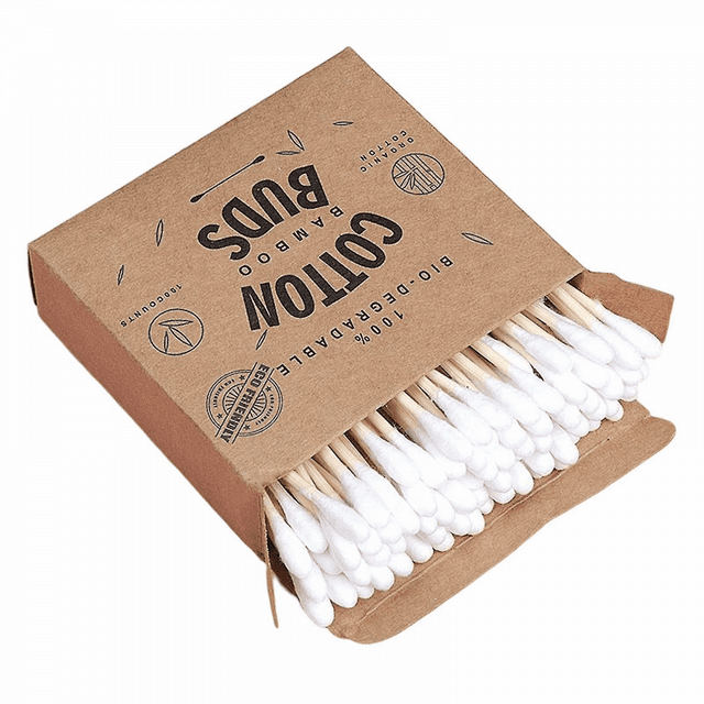 Bamboo Cotton Buds (200 Pieces), 100% Plastic-free, Biodegradable, Environmentally Friendly Ear Sticks
