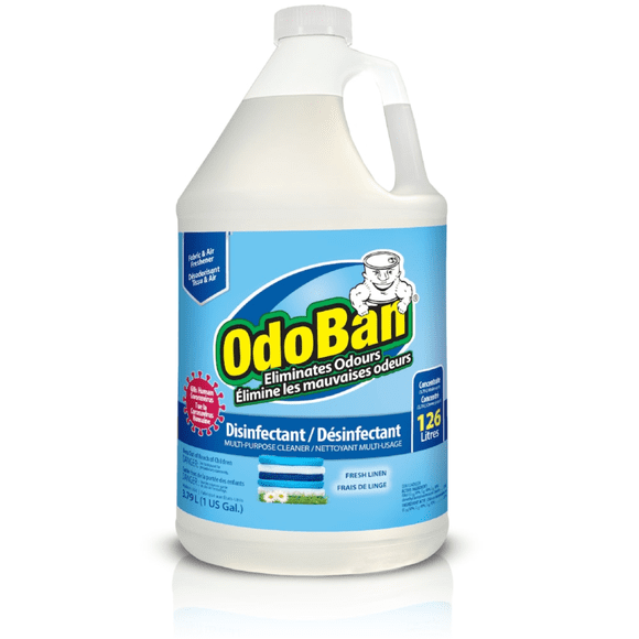 OdoBan 3,79 L Désinfectant pour Linge Frais et Éliminateur d'Odeurs, Assainisseur de Tissus, Contrôle de la Moisissure, Nettoyant Concentré Polyvalent