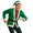 Green, variant on Sunnywood Party Santa Adult Costume
