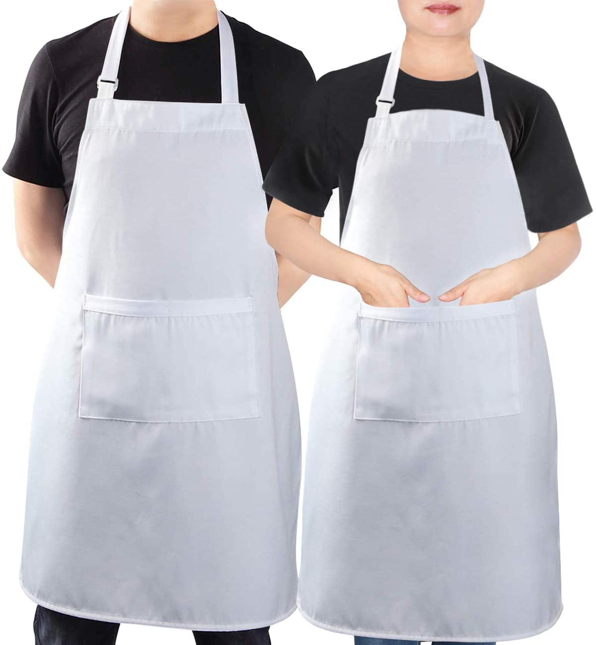 Men Women Apron Waterproof w/ Pockets Kitchen Restaurant Chef Cooking PACK-2 