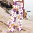 thumbnail image 2 of kaondbfi Dress Pants Women Petite High Waisted Wide Leg Summer Beach Vacation Pants Casual Trousers, 2 of 9