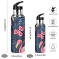thumbnail image 2 of Yayeee 20oz Insulated Water Bottle Double Wall Stainless Steel with Flip Straw Lid, Red Floral Flamingo, 2 of 7