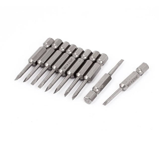 1/4" Punta Hexagonal 2.5mm Destornillador Magnético de Cabeza Plana Ranurada 10 Piezas