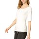 thumbnail image 4 of INSPIRAR CHIC Camisetas de Cuello Barco para Mujeres de Manga Corta Ajustadas Suaves T-Shirt 2XL Beige, 4 of 7