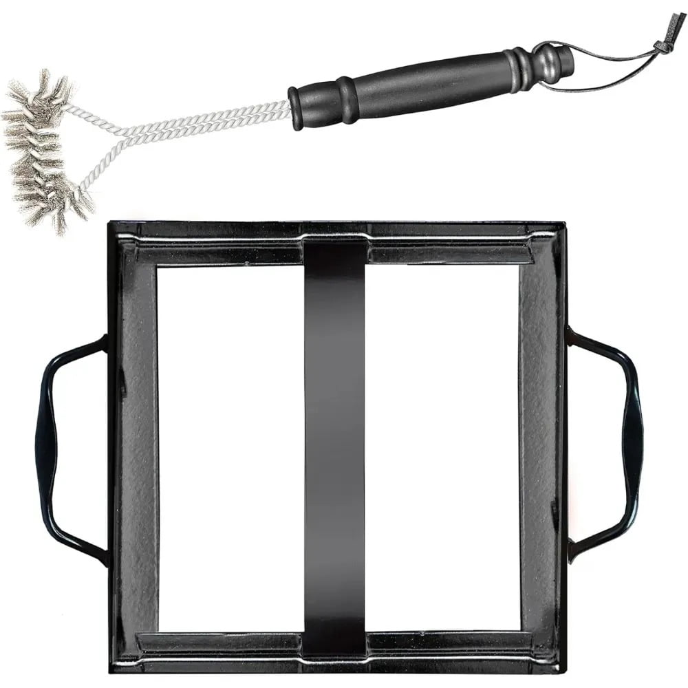 Steven Raichlen Himalayan Salt Block Holder & Wire Cleaning Brush- Safe & Easy Salt Slab Plate and Grilling Stone Brush, Compatible with (8"x8") Salt Block - Grilling Tools & accessoires