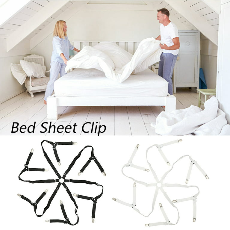 FeelAtHome 8 PCS Bed Sheet Clips Keep Bedsheets In Place-Corner Bands  Suspenders For Fitted Sheets - Mattress Sheets Grippers Holders Straps Fits  From