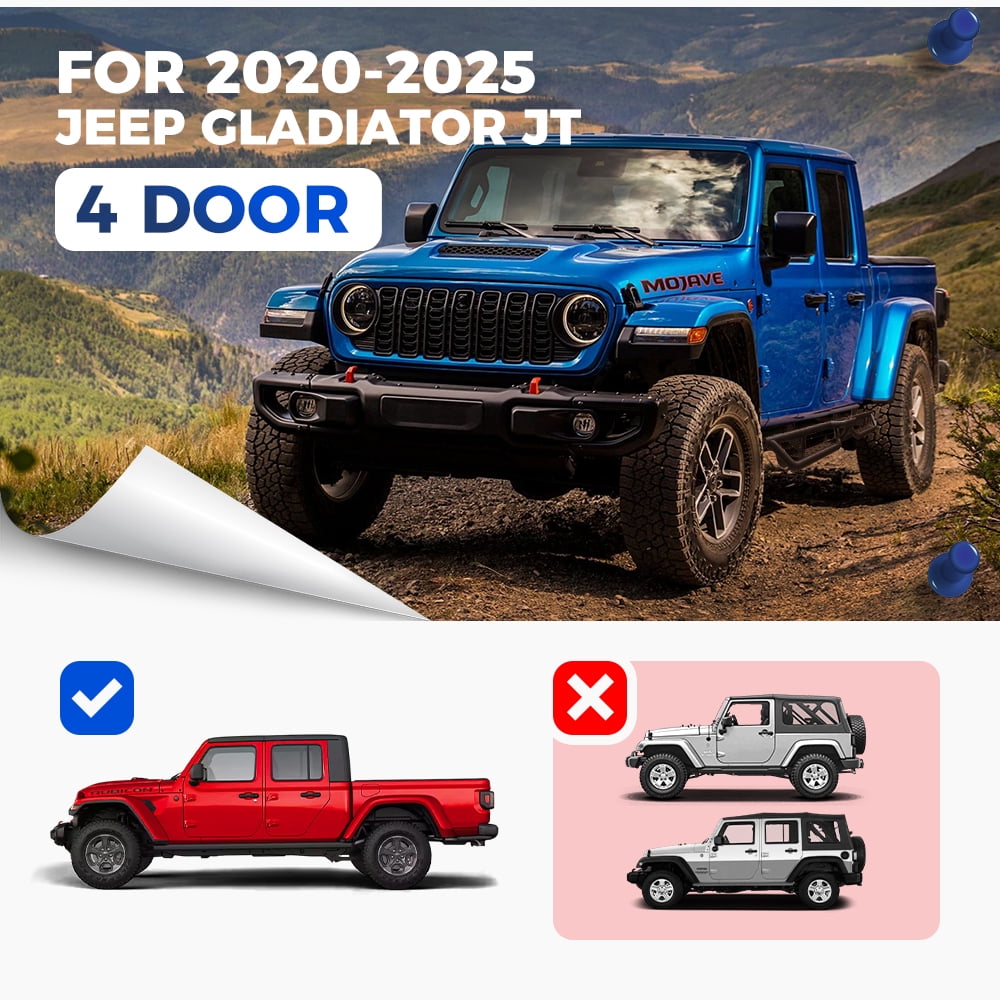Autobull Running Boards Compatible with Jeep Gladiator JT 2020-2026, 6" 2-Stairs Side Step Rails Coated Black Carbon Steel Nerf Bars
