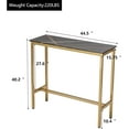 thumbnail image 3 of Aklaus 40" Bar Table,Rectangular Industrial Bar Height Table with Sturdy Gold Metal Frame Black Faux Marble Top,Pub High Top Dining Table for Dining Room Living Room Console Entryway, 3 of 9