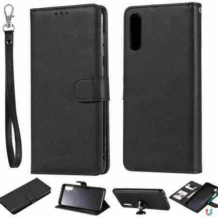 Dteck Case For Samsung Galaxy A20 / A30 / A50 Premium PU Leather Wallet case [Wrist Strap] Flip Folio [Kickstand Feature] with ID&Credit Card Pockets,