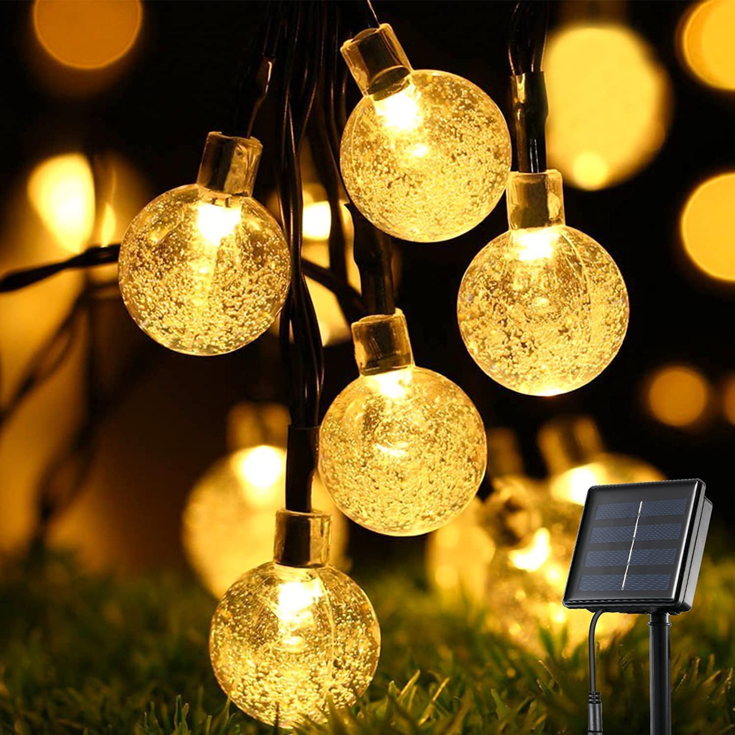 30 Solar Garden Lights String Fairy Multi LED Crystal Globe Ball Weatherproof V1 