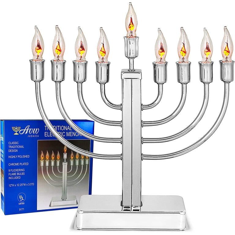 Aviv Judaica Chrome Plated Electric Menorah with Flickering photo 4