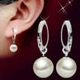 thumbnail image 2 of UDIYO Women Fashion Fuax Pearl Dangle Eardrop Huggie Earrings Piercing Jewelry Gift, 2 of 7