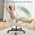 thumbnail image 6 of Cross Legged Office Chair with Foot Rest, 6.3" Thick Cushioned Criss Cross Chair with Wheels, Height Adjustable Swivel Vanity Chair for All-Day Comfort (White), 6 of 9