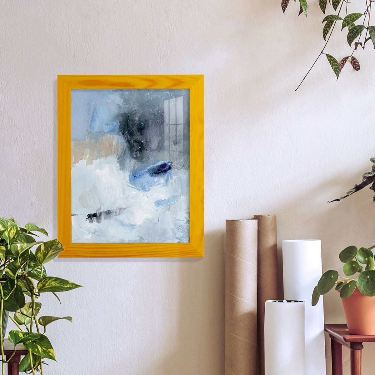 Welle II - Framed Print w/glass - Sunflower Yellow