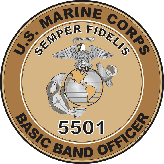 U.S.M.C. MOS 5501 Basic Band Officer Decal 3.8" - Desert Tan