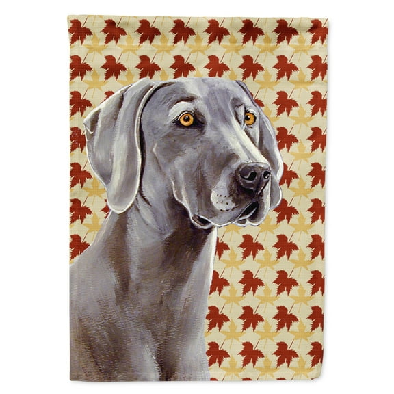 Weimaraner Fall Leaves Portrait Garden Flag