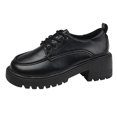 thumbnail image 1 of NECHOLOGY Botas Mujer Adulto Femenino Zapatos Botines mujer mujer cuero artificial Color sólido otoño suela gruesa tacones cuadrados con cordones botines cortos zapatos de punta redonda (Black, 7.5), 1 of 7