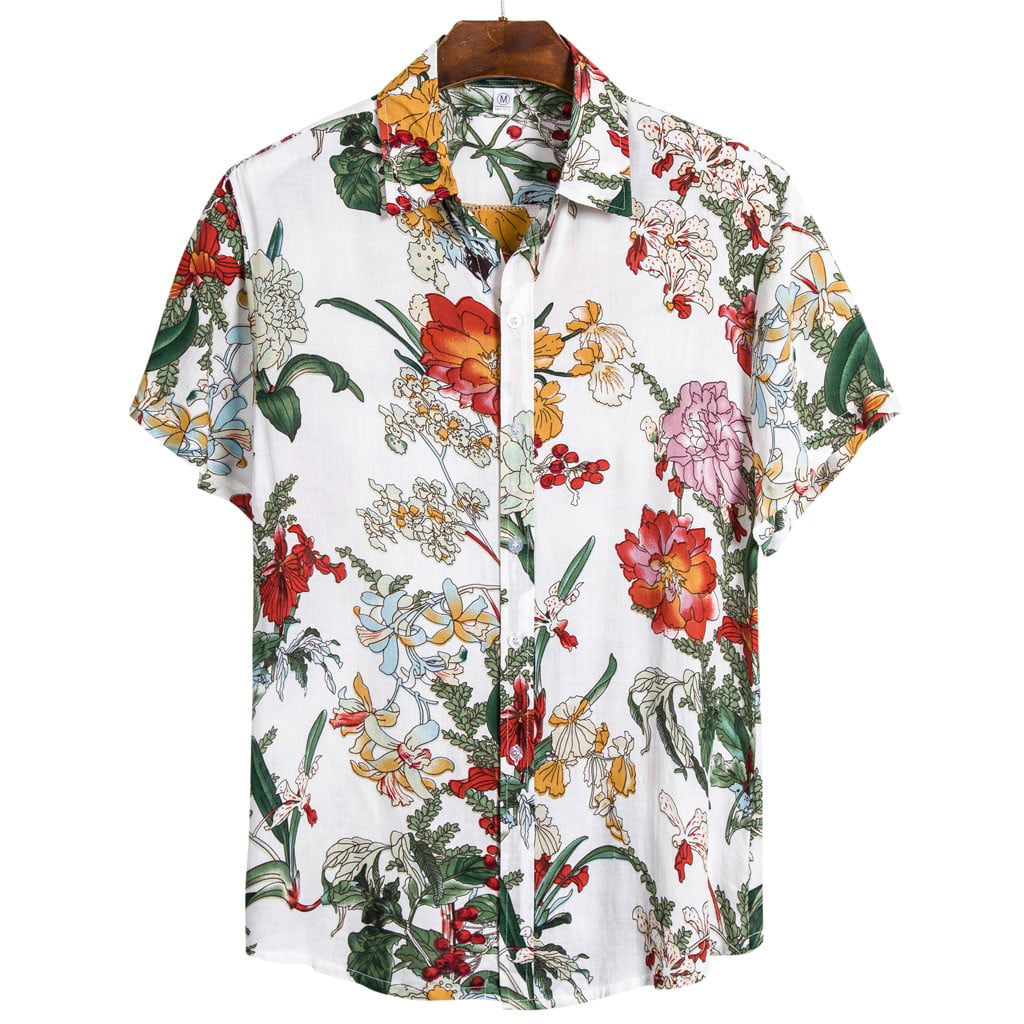 Vintage Hawaii Mens Short Sleeve Polo Shirt Regular Blouse T-Shirt